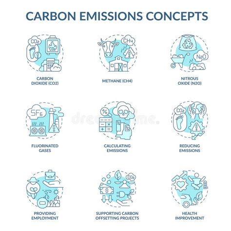 Conjunto De ícones Do Conceito De Emissões De Carbono Ilustração do