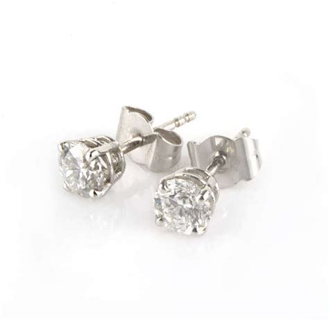 18k white gold diamond earrings 1 03ct h si1 rich diamonds