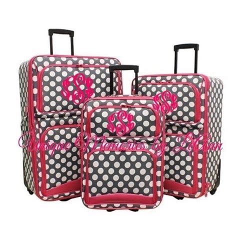 Polka Dot Luggage Set 3 Pc Rolling Personalized With Free Name Etsy