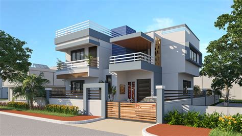 Private Bungalow Render On Behance Two Story House Plans Modern House