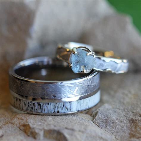 You can add a coordinating wedding band to the engagement ring and create a custom wedding set if you desire. Unique Wedding Ring Set, Meteorite Engagement Ring and ...