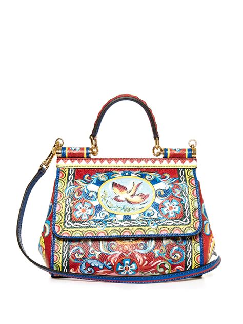 Lyst Dolce And Gabbana Sicily Small Carretto Print Shoulder Bag In Red