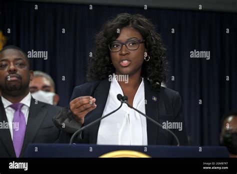 New York State Assembly Member Phara Souffrant Forrest Speaks At A News Conference For The