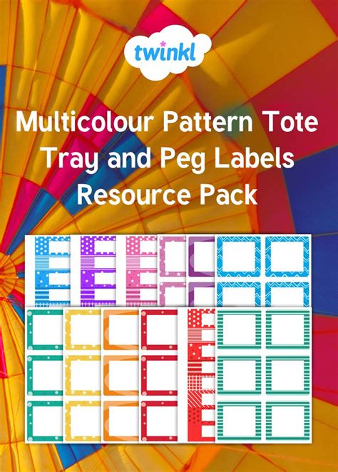Multicolour Pattern Tote Tray And Peg Labels Resource Pack Tote