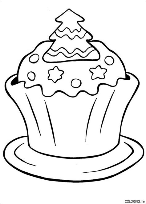 Coloring Page Christmas Cake Miam Coloringme