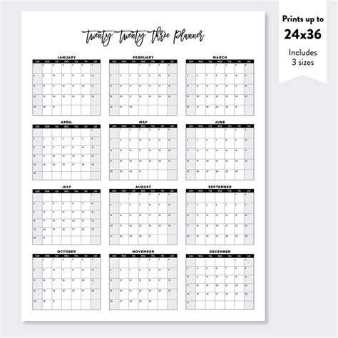 2023 Printable Large Wall Calendar 2023 Minimalist Wall Etsy