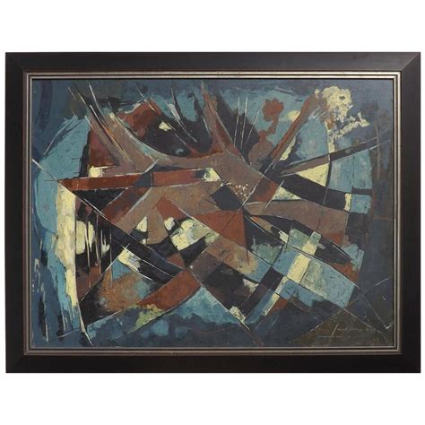 Mid Century Modern Abstract Painting By Hugo Mohl Dated