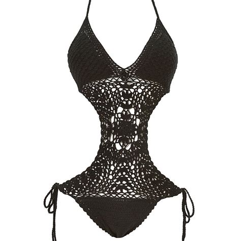 falling into place crochet monokini ties at neck and back bottoms are tie side intricate