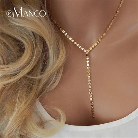 Sexy Sequins Choker Necklaces For Women Gold Color Long Necklace For Party Femme Fashion Jewelry