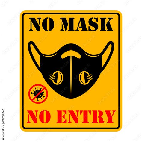 No Mask No Entry Emblem With Medical Mask Design Element For Emblem