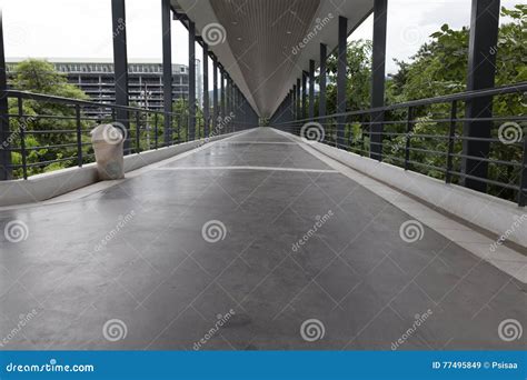 Perspective Of Elevated Pedestrian Walkway Stock Image Image Of