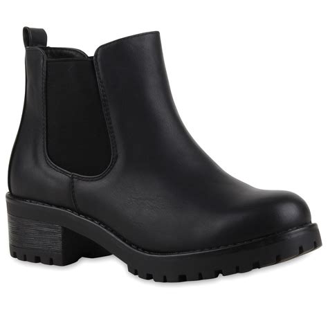 Das stylishe schuhwerk macht je nach obermaterial und futter auch im frühling und herbst eine tolle figur. Bequeme Damen Chelsea Boots Profilsohle Stiefeletten ...