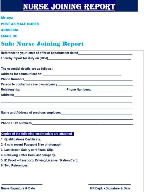 Hospital Joining Report Template Free Report Templates Word Templates
