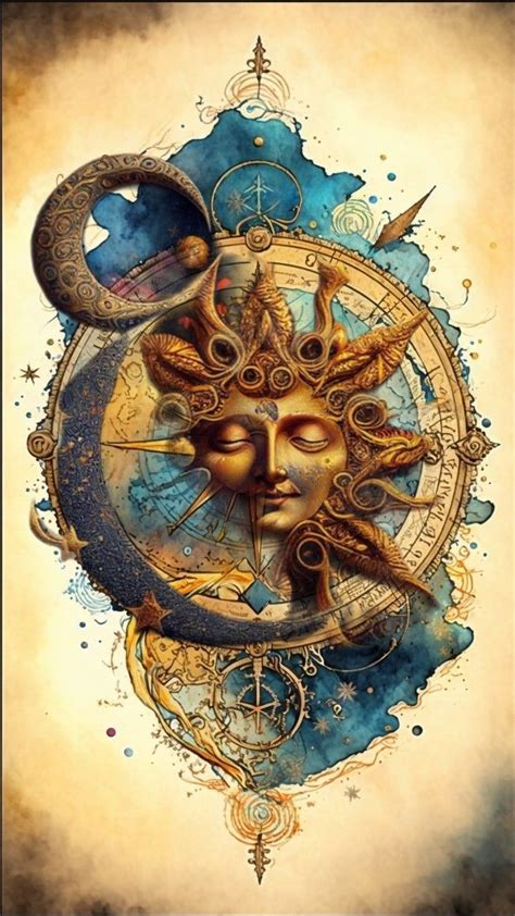 The Sun And Moon Are Depicted In This Artistic Painting