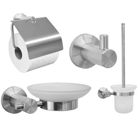 Moderne badezimmer accessoires sind entweder aus robustem edelstahl, aus beton oder holz. Badezimmer Set/ Bad Garnitur/ Bad Accessoires Edelstahl ...