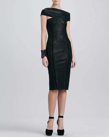 Donna Karan Asymmetric Cap Sleeve Dress