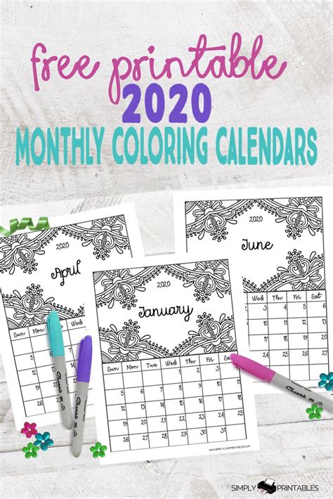 Free Printable 2020 Monthly Coloring Calendar Pages Busy Mommy Mommy