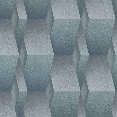 Erismann 3d Effect Geometric Textured Wallpaper Paste The Wall Blue