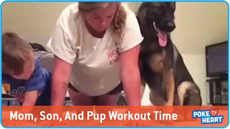 Mom Son And Pup Workout Time Adorable Youtube
