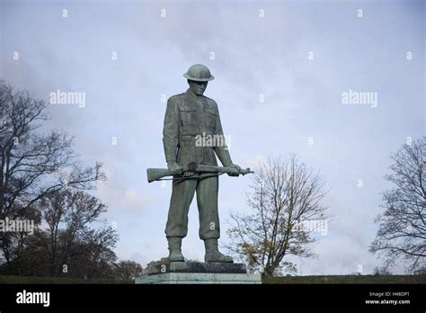 Denmark Copenhagen Churchill Park Bronze Statue Soldier Stock Photo