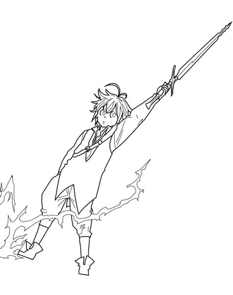 Meliodas Face Coloring Page Anime Coloring Pages