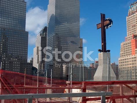 Cross At Ground Zero A Testamony Of Grace Stock Photo Royalty Free
