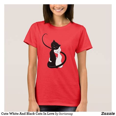 Cute Cats In Love Cat Lover T Shirt Love T Shirt White And Black Cat T Shirts