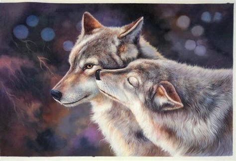 Wolf Couple In Love Portrait High Quality 100 Hand Painted Oil