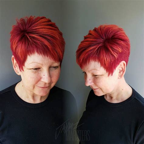 Asymmetrical Choppy Red Pixie Short Red Hair Short Hair With Layers Short Hair Cuts For Women