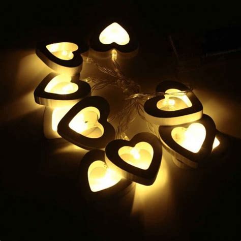 Buy Wood Heart Led String Romantic Room Decoration Light