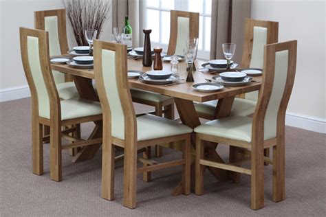 Crossley 6ft X 3ft Solid Oak Crossed Leg Dining Table 6 Curved Back