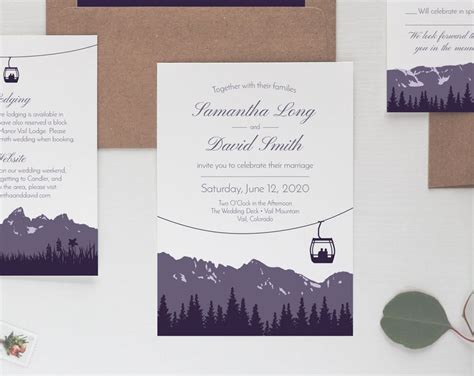 Gondola Wedding Invites Rustic Mountain Wedding Invites Ski Etsy