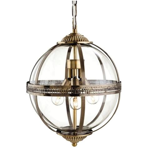 Firstlight Mayfair Stylish 3 Light Ceiling Pendant Globe In Antique