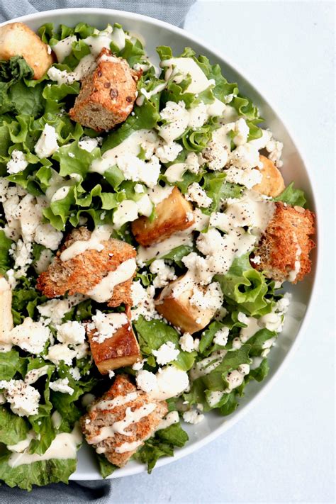 Extra firm tofu makes some people say tastes like chicken. this tofu has the lowest moisture content and is often used as a meat substitute in asian or try extra firm tofu grilled or fried, it also works well in pastas, sandwiches, and curries. Tofu caesar salad | Recipe | Firm tofu recipes, Caesar ...