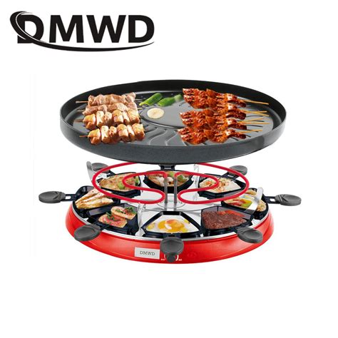 Dmwd Double Layers Smokeless Raclette Grilldle Baking Oven Electric Bbq