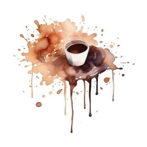 Premium Ai Image Coffee Spills On White Background In Watercolor