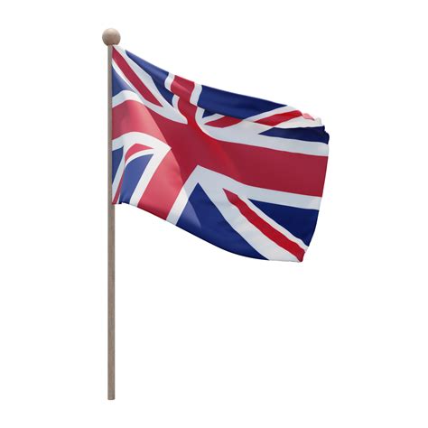 United Kingdom 3d Illustration Flag On Pole Wood Flagpole 11234639 Png