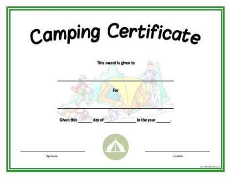 Camping Certificate Free Printable Certificate Templates Camp