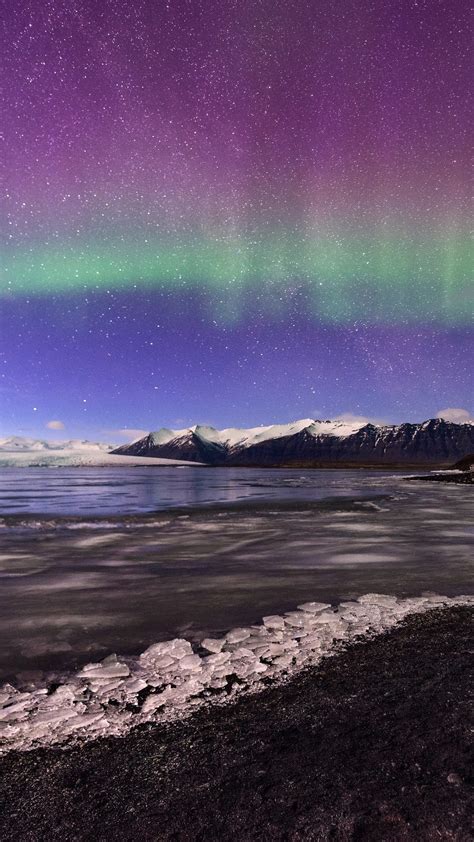 Aurora Borealis Northern Lights Mountain Scenery Landscape 4k Hd