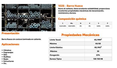Barra Hueca 1026 Aceromafe Piezas Para Maquinaria