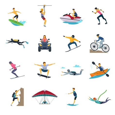 Extreme Sports People 2x2 Icons Set Stock Vector Image By ©macrovector