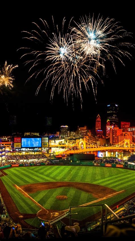 Sports Wallpapers Baseball Stadium With Fireworks In The Night