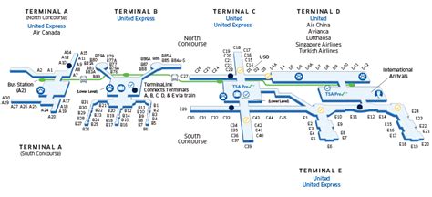 Houston Intercontinental Iah Airport Map United Airlines Airport