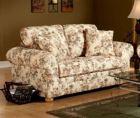 Floral Pattern Fabric Traditional Sofa Loveseat Set