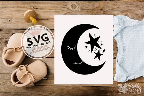 Moon And Stars Svg Cut Files For Silhouette Cricut Design Etsy