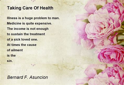 Taking Care Of Health Poem By Bernard F Asuncion Poem Hunter