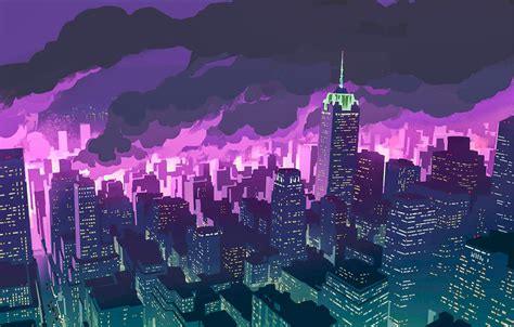 3024 x 4032 jpeg 1068 кб. Anime City Purple Wallpapers - Wallpaper Cave