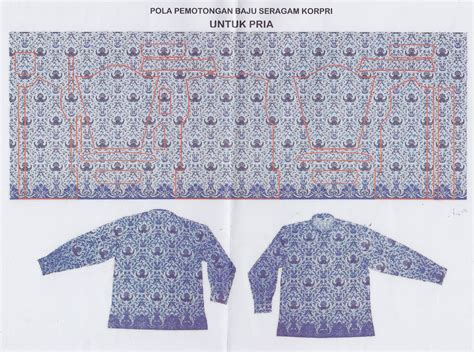 Pola Potongan Baju Seragam Batik Korpri
