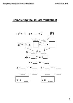 Examples, videos, worksheets, solutions, and activities to help algebra students learn about solving quadratic equations by completing the square. Completing the Square Worksheet. by Robert Fenwick May Jr ...
