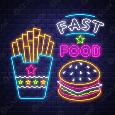 Fast Food Neon Sign Vector Fast Food Neon Sign On Stock Vector